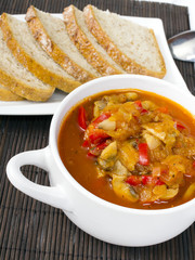 letcho with paprika, zucchini and champignon mushroom