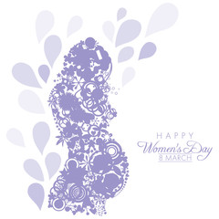 An isolated abstract pregnant woman represented in purple color in celebration for Women's Day