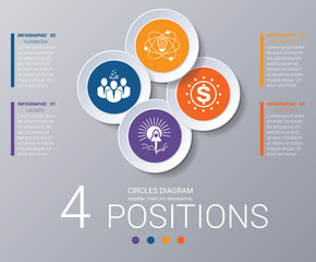 Circles diagram Elements Template infographics 4 positions