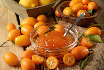 kumquat jam homemade in the glass bowl