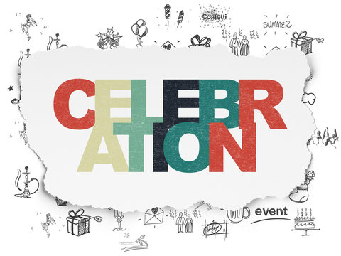 Entertainment, concept: Celebration on Torn Paper background