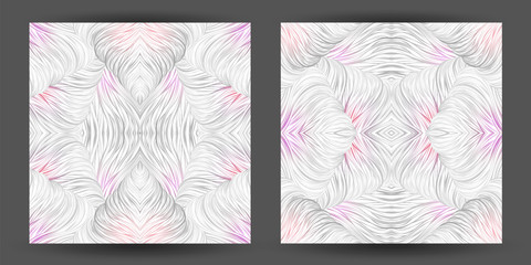 Set abstract pattern seamless. line art tracery. wave hair natural white texture