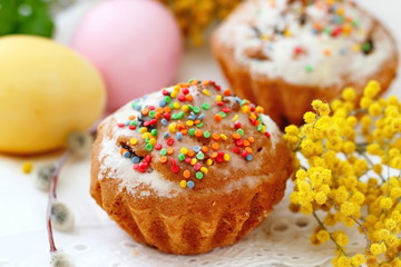 Easter cake and eggs