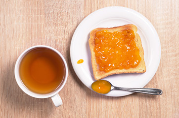 Toast with jam and tea