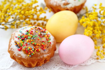Easter cake and eggs