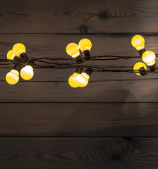 light bulbs on a wooden background