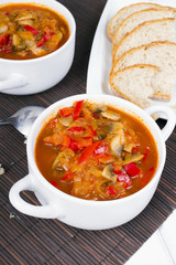 letcho with paprika, zucchini and champignon mushroom