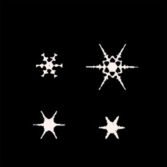  vintage snowflake set . 4 original snow flakes for Christmas, New Year decoration. Hand drawn doodle objects.