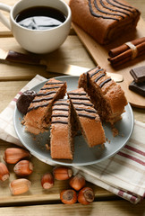 slices of cake with chocolate and hazelnut