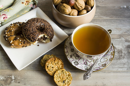 Donuts with tea