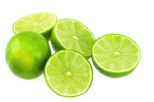 Green lemon isolated over white
