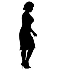 Black silhouettes of beautiful woman on white background. Vector illustration