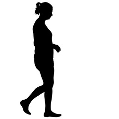 Black silhouettes of beautiful woman on white background. Vector illustration