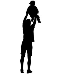 Silhouette of happy family on a white background. Vector illustration.