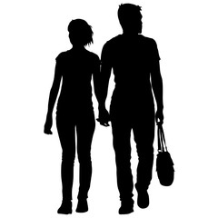 Couples man and woman silhouettes on a white background. Vector illustration