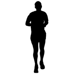 Silhouettes. Runners on sprint, men. vector illustration