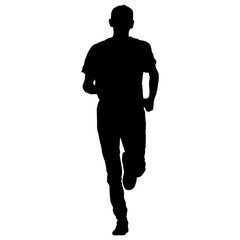 Obraz premium Silhouettes. Runners on sprint, men. vector illustration