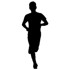 Fototapeta premium Silhouettes. Runners on sprint, men. vector illustration