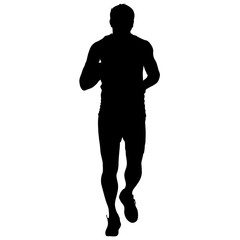 Obraz premium Silhouettes. Runners on sprint, men. vector illustration