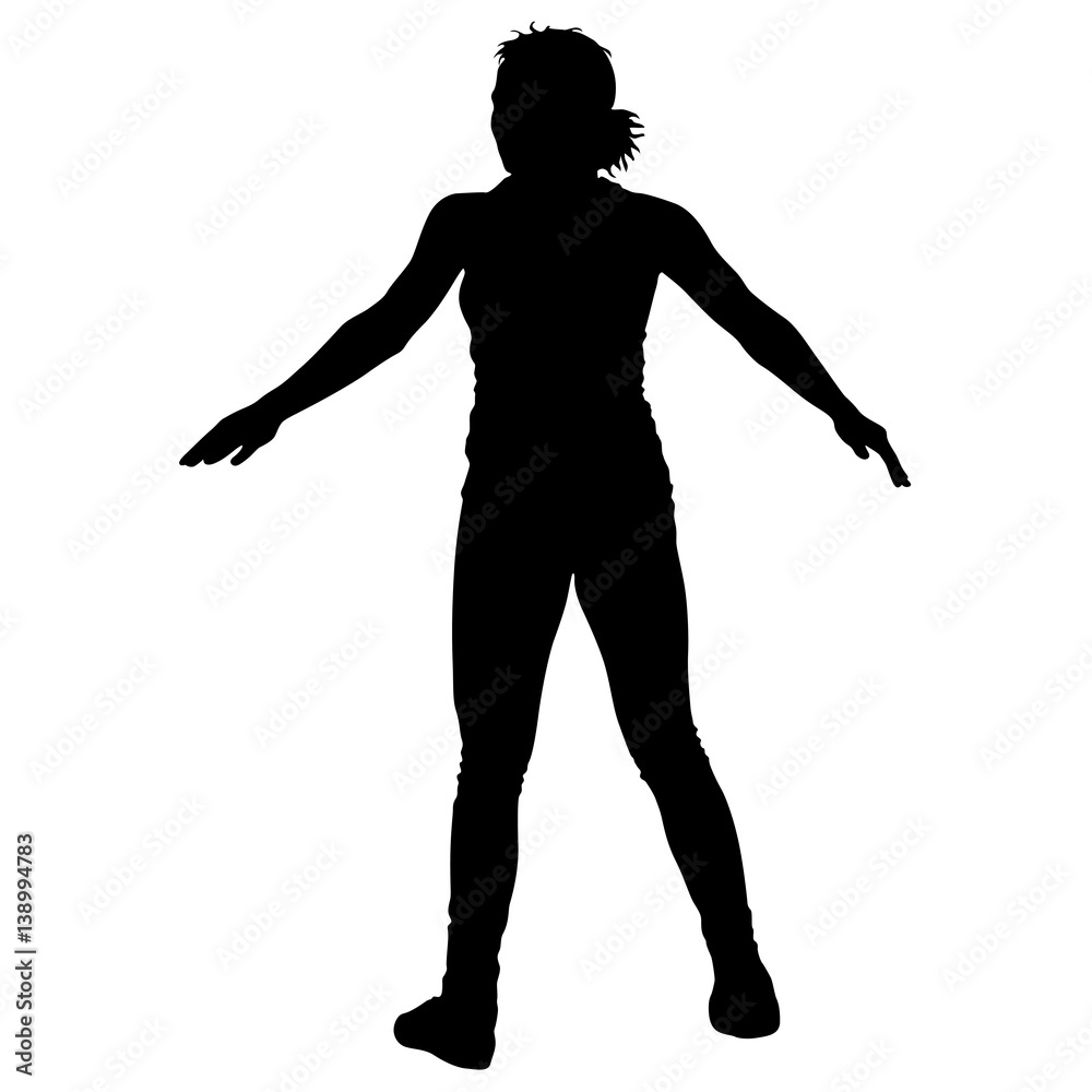 Wall mural black silhouettes dancing on white background. vector illustration