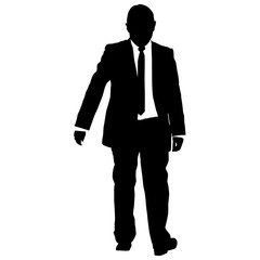 Silhouette businessman man in suit with tie on a white background. Vector illustration