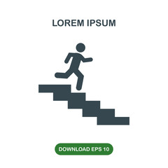 Running to exit on stairs icon vector