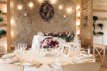 Table decor in the restaurant