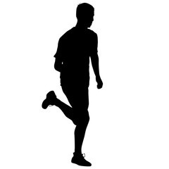 Silhouettes. Runners on sprint, men. vector illustration