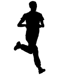 Silhouettes. Runners on sprint, men. vector illustration