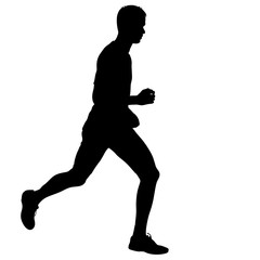 Silhouettes. Runners on sprint, men. vector illustration