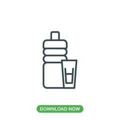 Water bottle and glass icon vector