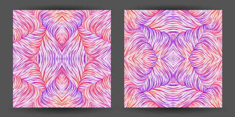 Set abstract pattern seamless. line art tracery. texture wave hair natural colorful hot with white background hand-drawn vector illustration