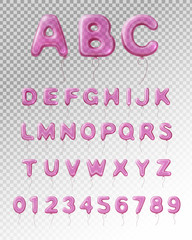Balloon Alphabet Realistic Transparent Composition