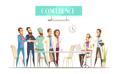 Medical Conference Cartoon Retro Style