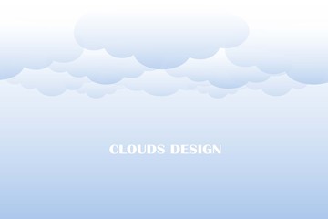 Clouds design background, blue gradient clouds on blue sky, stock vector illustration