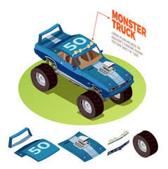 Monster Car 4wd  Model Isometric Image © Macrovector