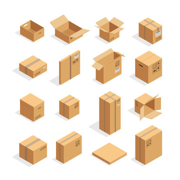 Isometric Packaging Boxes Set