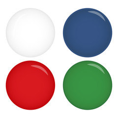 Set of colorful pin badges isolated on white background.