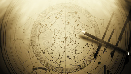 Astronomical chart vintage	 - 138998779