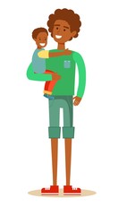 African American father holding his son