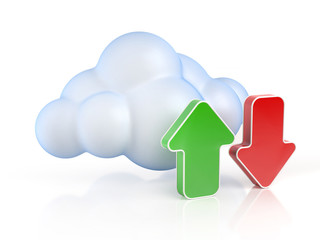 Cloud computing upload download 3d concept