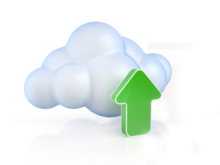 Cloud computing upload 3d concept