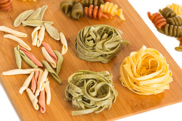 Different types of Italian pasta.