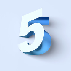 Cut out paper font number 5