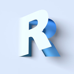 Cut out paper font letter R