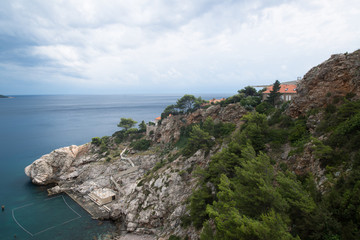 Fototapeta na wymiar Aerial view on the sea in Dubrovnik, Croatia