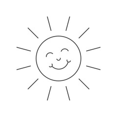 Smiling Sun Icon Flat Graphic Design - Illustration