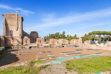 Rome, Italy. The ruins of the Flavian Palace (Domus Flavia) - the official residence of the imperial, I cent. AD