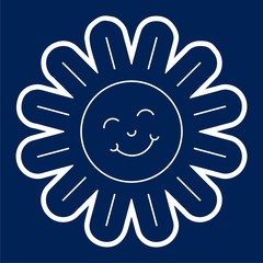 Smiling Sun Icon Flat Graphic Design - Illustration