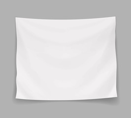 White blank banner or hanging empty flag, vector isolated illustration